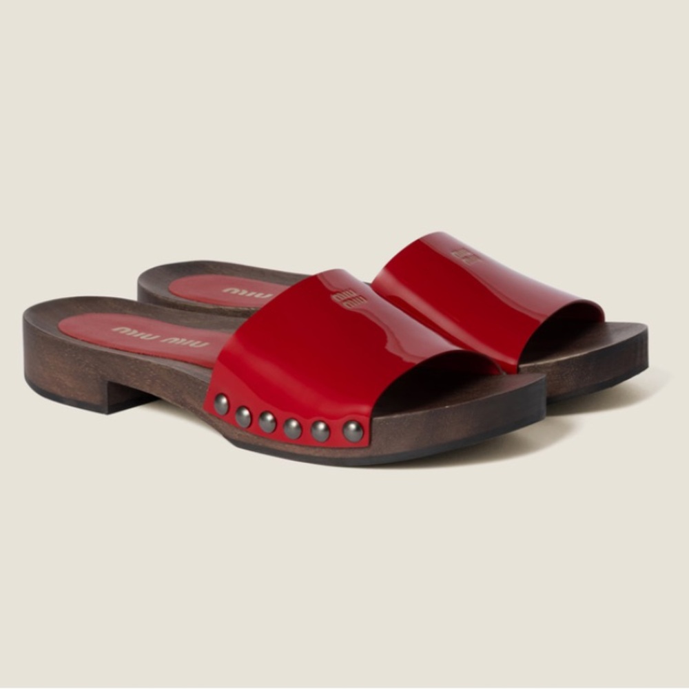Miu Miu Red Patent Leather Clogs size 38